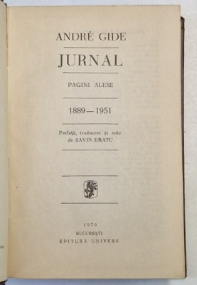JURNAL de ANDRE GIDE , 1970 foto