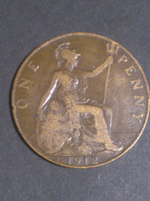 One penny peny peni 1912 H, Anglia, stare VF+/EF- (poze) foto