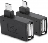 2s Adaptor gazdă micro USB 2.0 OTG &icirc;n unghi st&acirc;nga și dreapta de 90 de grade, mi, Oem