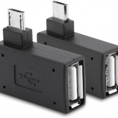 2s Adaptor gazdă micro USB 2.0 OTG în unghi stânga și dreapta de 90 de grade, mi