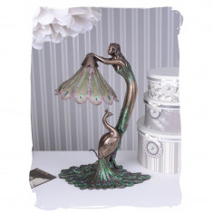 Lampa Art Nouveau cu o femeie cu un paun IS265