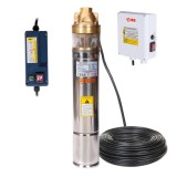 Cumpara ieftin Pompa Submersibila IBO Polonia 4SKM150, 1100W, 50 l/min, 107m Refulare, 20m Cablu, Panou Control, Inox/Alama