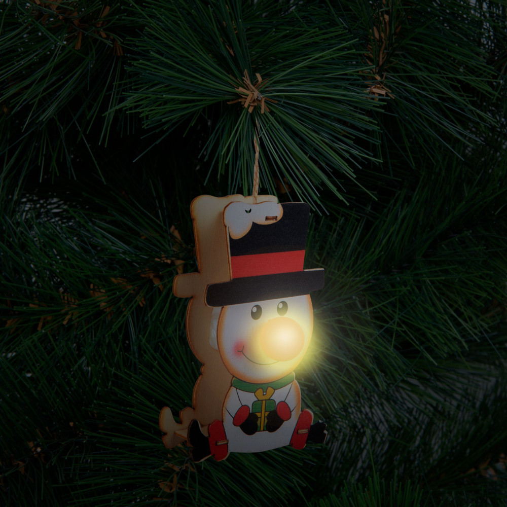 Ornament LED pentru pomul de Crăciun - din lemn, agățat - funcționează cu  baterii - 3 culori | Okazii.ro