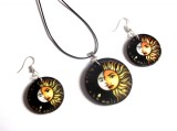 set bijuterii lemn cu soarele si luna 41139
