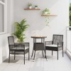 VidaXL Set de masă pentru grădină 3 pcs Negru Rattan poli 3334951