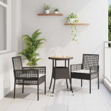 VidaXL Set de masă pentru grădină 3 pcs Negru Rattan poli
