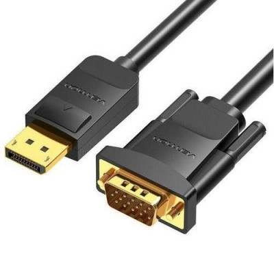 Cablu DisplayPort mufa tata - VGA D-Sub 15pin HD mufa tata 1080P 60Hz 1.5m negru 30AWG VENTION HBLBG foto