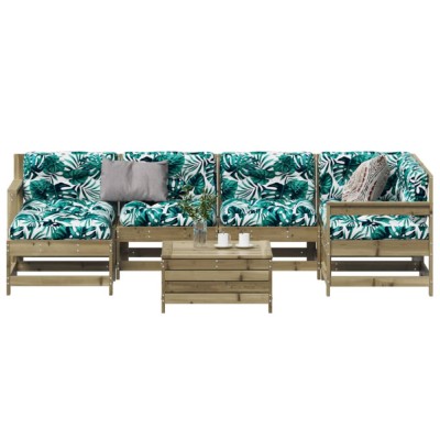Gossi set mobilier de gradina cu perne, 7 piese, lemn de pin tratat foto