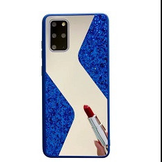 Husa silicon oglinda si sclipici ( glitter) Samsung A71 , Albastru