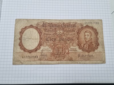 bancnota argentina 100 p 1954-68 foto