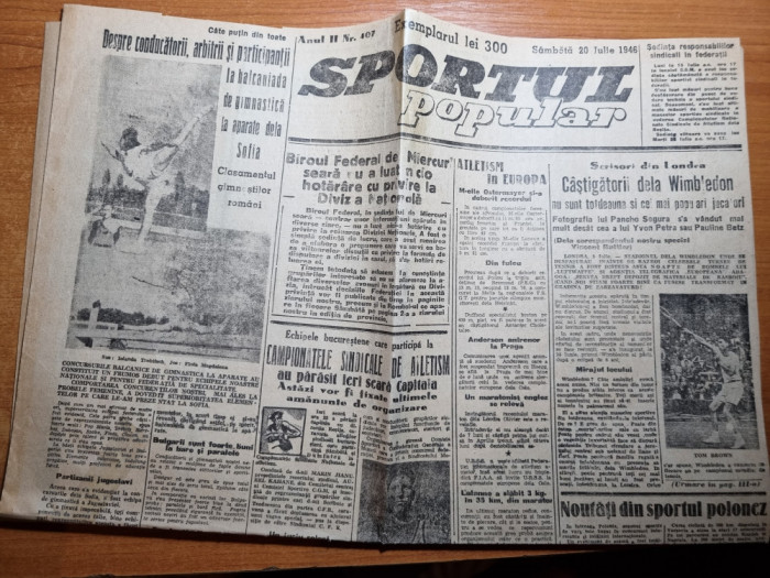 sportul popular 20 iulie 1946-calarie trap hipodromul baneasa,atletism,fotbal