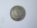 Rara! Chile 20 Centavos 1865 argint in stare foarte buna cu patina frumoasa,diametrul=23 mm,greutate=4.50 grame