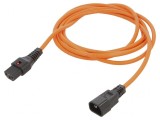 Cablu IEC C13-C14 cu blocare 3m 10A