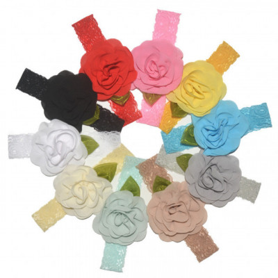 Bentita din dantela cu floare aplicata (Culoare: Roz, Marime Disponibila: 0-12 foto