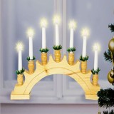 Piramida Decorativa Craciun cu Lumanari, 7 Becuri LED, 230V, Suport Lemn, 30x43cm, Home