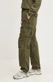 Superdry pantaloni de bumbac culoarea verde, lat, high waist, W7011070A-2LX