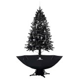 Brad de Craciun cu ninsoare si baza umbrela, negru, 190 cm, PVC