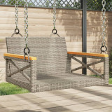 Banca Balansoar Gri Poliratan 63x62x40 cm, Scaun Suspendat Gradina, Relaxare Exterior