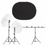 Kit studio foto cu set de lumini și ecran de fundal