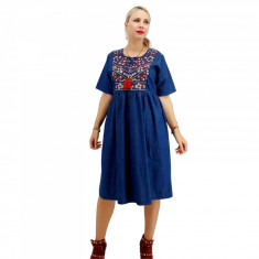 Rochie din denim cu broderie Flavia 4 foto