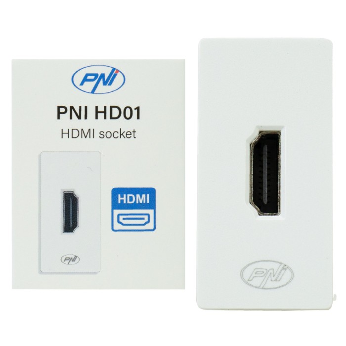 HDMI socket PNI HD01 modular, recessed mounting, white