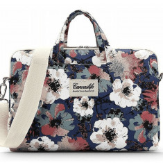 Canvaslife Navy Blue Navy Blue Laptop Case Bag 13&#039; 14&quot; Camellia Flowers