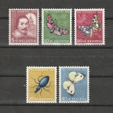 Fluturi Pro Juventute Sc. B257-261 (Scott) Elvetia 1956, Fauna, Nestampilat