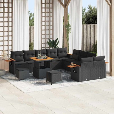 vidaXL Set de canapele pentru grădină 13 pcs Negru 80 x 80 x 71 cm 3363229 foto