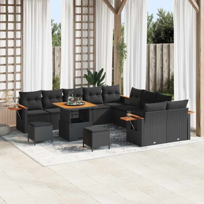 vidaXL Set de canapele pentru grădină 13 pcs Negru 80 x 80 x 71 cm 3363229