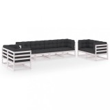 Set mobilier de gradina cu perne, 8 piese, lemn masiv de pin