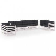 Set mobilier de gradina cu perne, 8 piese, lemn masiv de pin