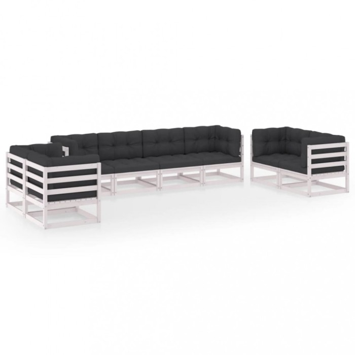 Set mobilier de gradina cu perne, 8 piese, lemn masiv de pin