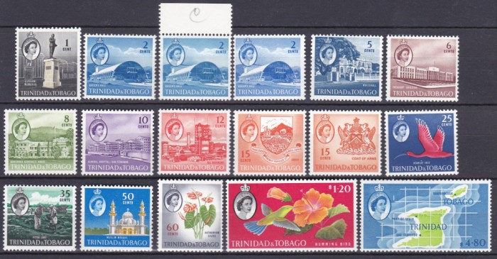 DB1 Trinidad Tobago 1960 - 66 Uzuale Pasari Arhitectura 17 v. ( variante ) MNH