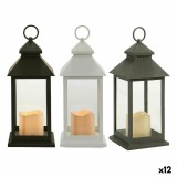 Lanternă LED Gift Decor Alb Negru Geam Plastic 13,5 x 34,5 x 13,5 cm (12 Unități)