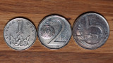 Cehia - set de colectie 3 monede diferite - 1 koruna 2 koruny 5 korun - superbe, Europa