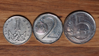Cehia - set de colectie 3 monede diferite - 1 koruna 2 koruny 5 korun - superbe foto