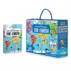 Carte pentru copii Cunoaste si exploreaza Planeta Pamant Sassi, 32 pagini, puzzle inclus, 205 piese, limba engleza, 6 ani+