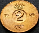 Moneda 2 ORE - SUEDIA, anul 1967 *cod 4671 A - excelenta, Europa