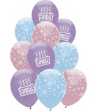 Baloane Latex La multi ani Tort Globos Festival 10 buc. 30 cm Mix Pastel Roz Albastru Lila