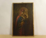 Icoana &lsquo;Maica Domnului cu Pruncul&rsquo;, pictata pe lemn, RARA
