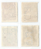 *Romania, lot 17 cu 4 timbre diferite perforate &icirc;n poziţii diferite, Stampilat
