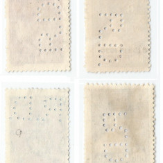 *Romania, lot 17 cu 4 timbre diferite perforate în poziţii diferite