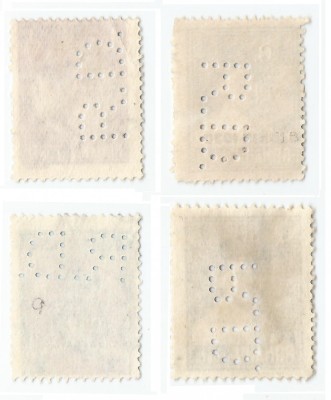 *Romania, lot 17 cu 4 timbre diferite perforate &amp;icirc;n poziţii diferite foto