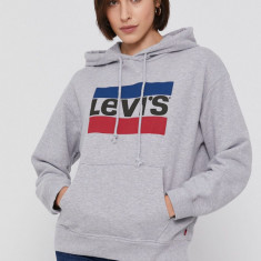 Levi's hanorac de bumbac femei, culoarea gri, cu imprimeu 18487.0059-Greys