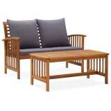 vidaXL Set mobilier de grădină cu perne, 2 piese, lemn masiv de acacia 310264