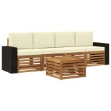 vidaXL Set de canapele de exterior cu pernă 5 pcs Natural și Crem 3384001