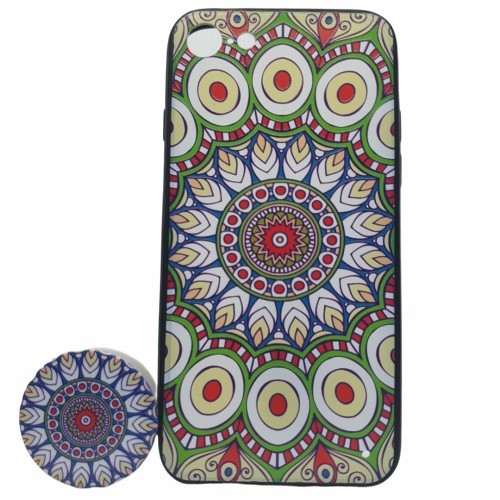 Husa Apple iPhone 7/8 Multicolor Model Paun + Popsocket inclus