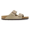 Papuci Birkenstock Arizona 51463 Unisex, Piele &Icirc;ntoarsă Taupe, Fit &Icirc;ngust, Mărimea 37