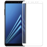 Folie Sticla 4D Samsung Galaxy A8 2018, Margini Albe, Protectie Ecran Premium, Anti Zgarieturi, Aplicare Facila