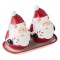 Set Sare și Piper, Model Moș Crăciun, Culoare Alb și Roșu, Material Ceramic, &Icirc;nălțime 9 cm, 2 piese